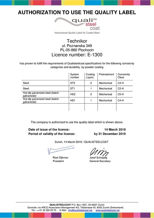 Qualisteelcoat certyfikat