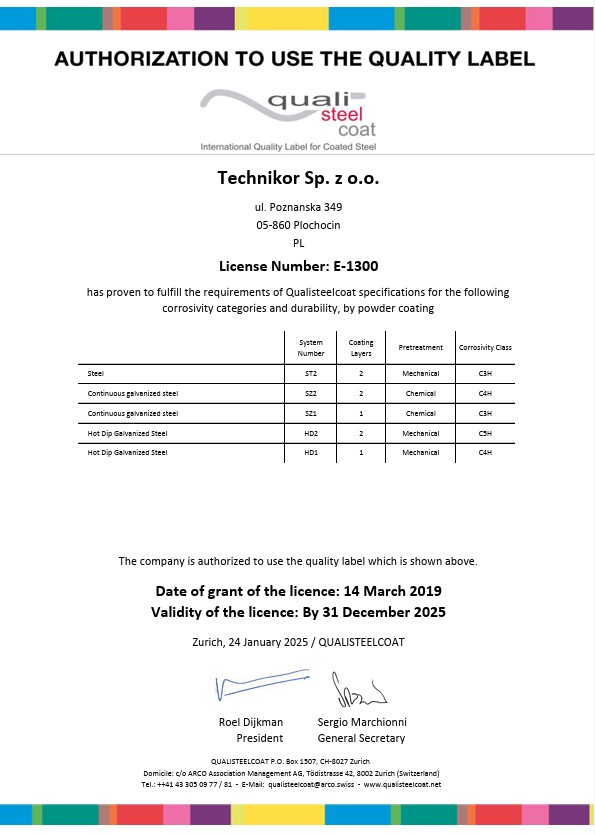 Qualisteelcoat certyfikat