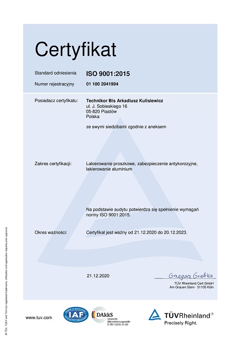 ISO certyfikat